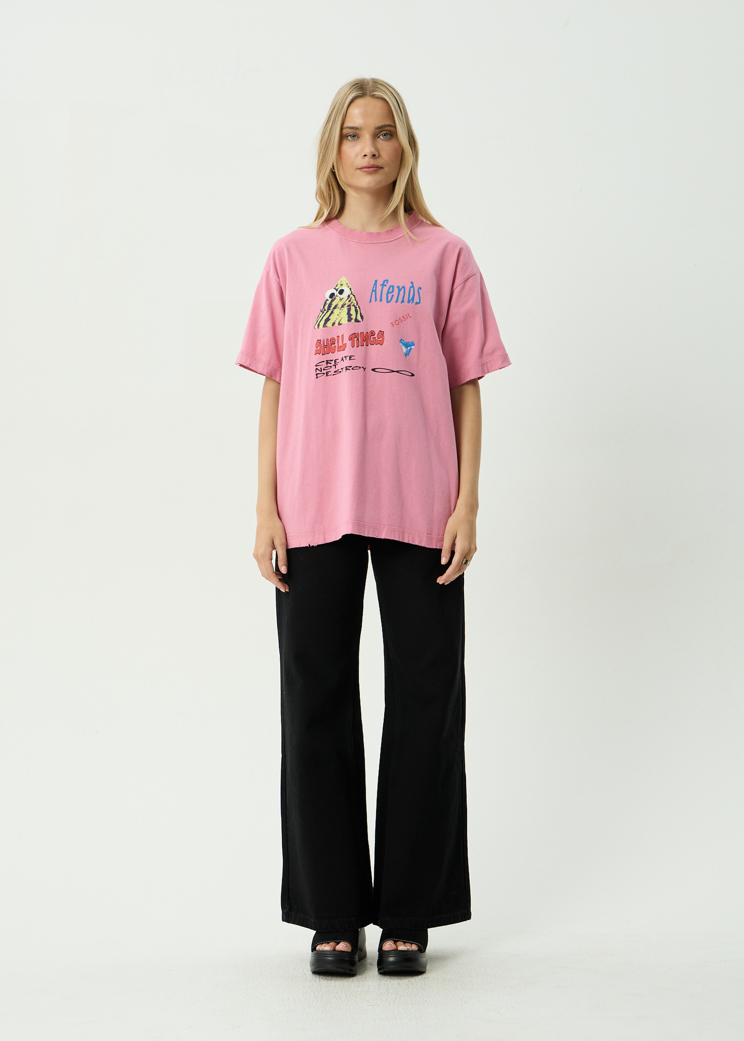 AFENDS Mens Shell Times - Boxy Tee - Washed Marrakesh