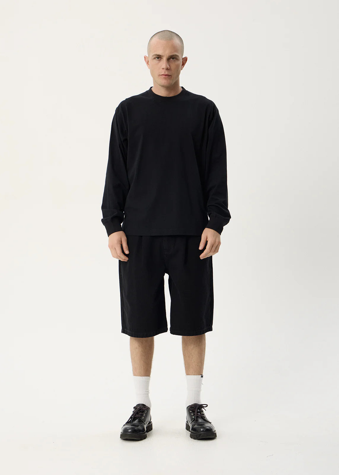 AFENDS Mens Genesis - Boxy Long Sleeve Tee - Black