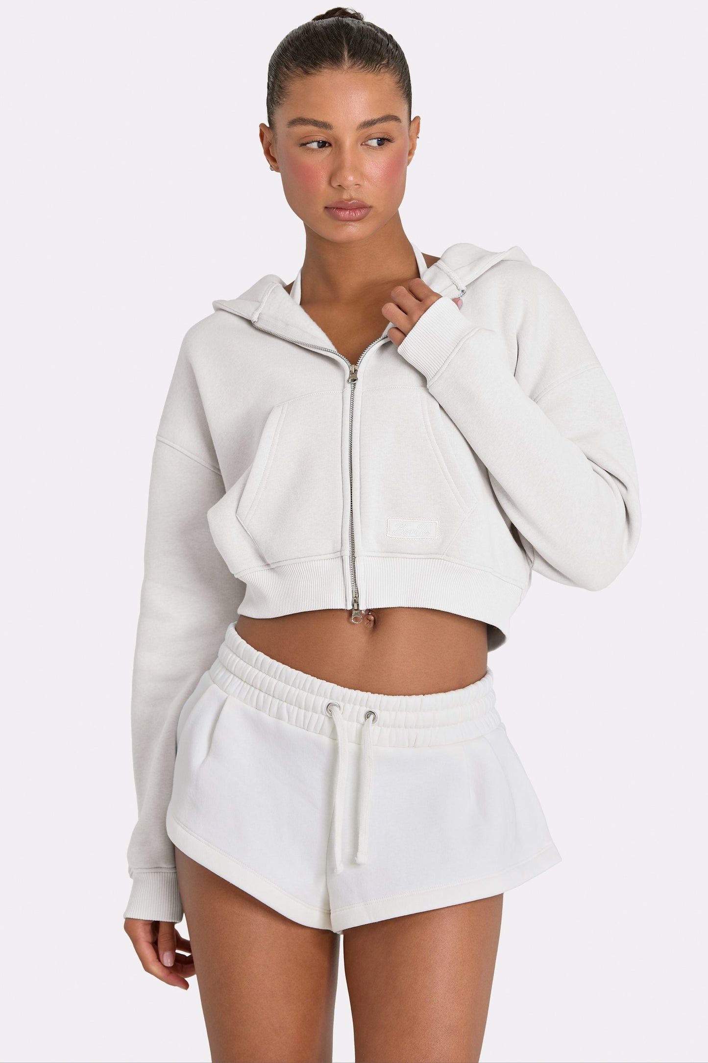 Oversized Zip-Up Hoodie in Coconut