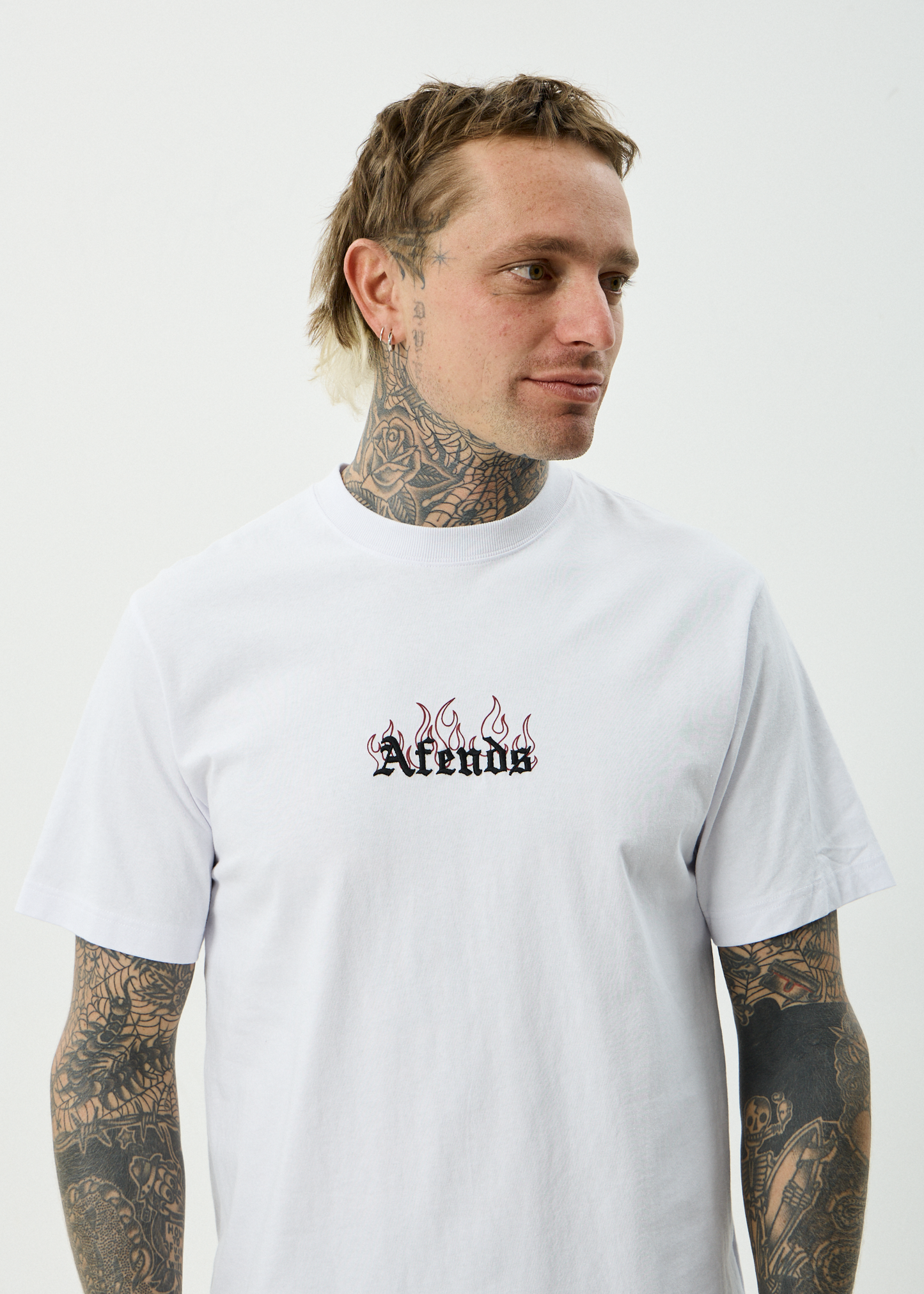 AFENDS Mens Temporal - Heavyweight Retro Tee - White