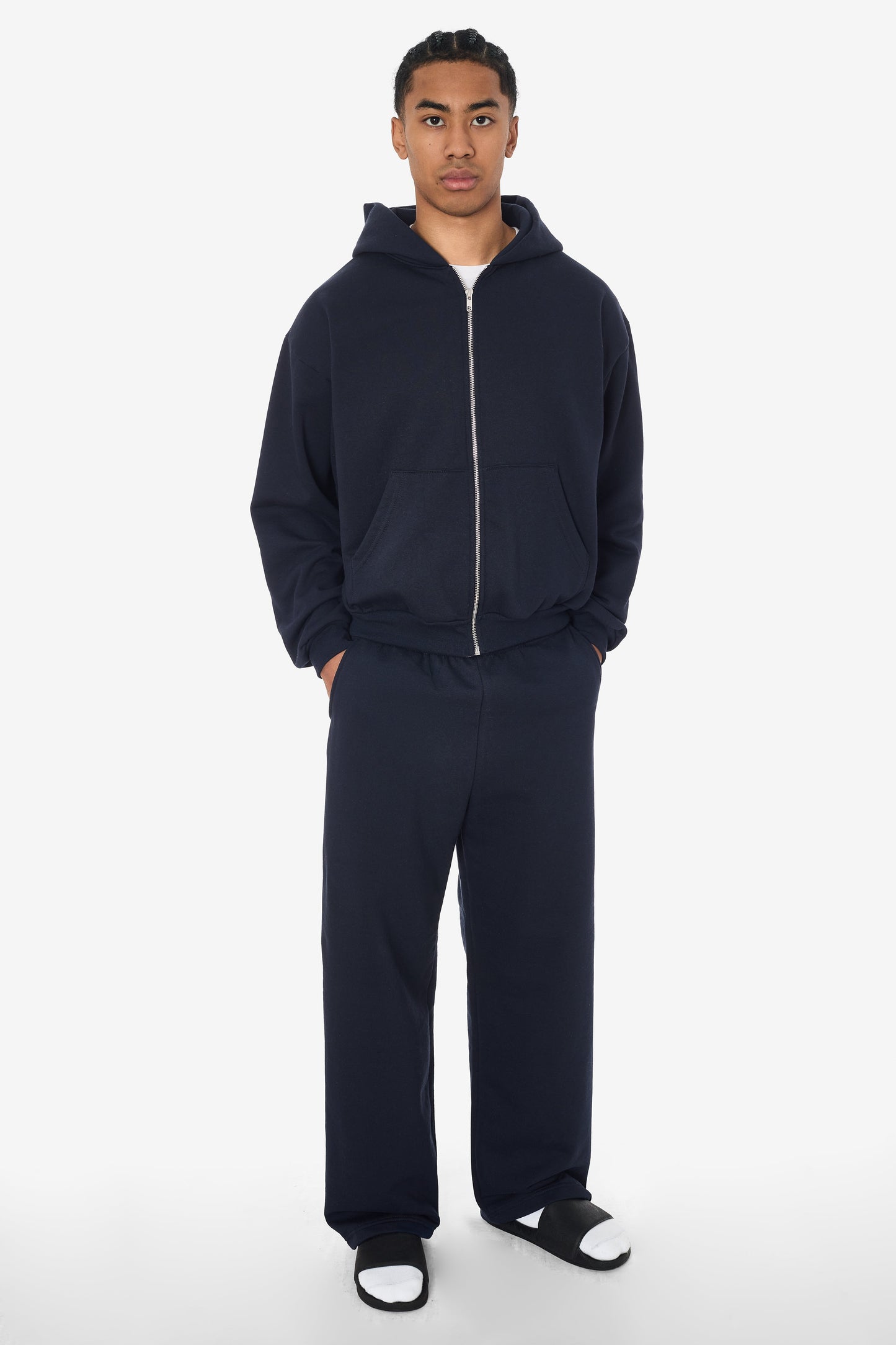 MWF10 - 10 oz. Mid-weight Poly Cotton Fleece Waist Length Zip-Up Hoodie