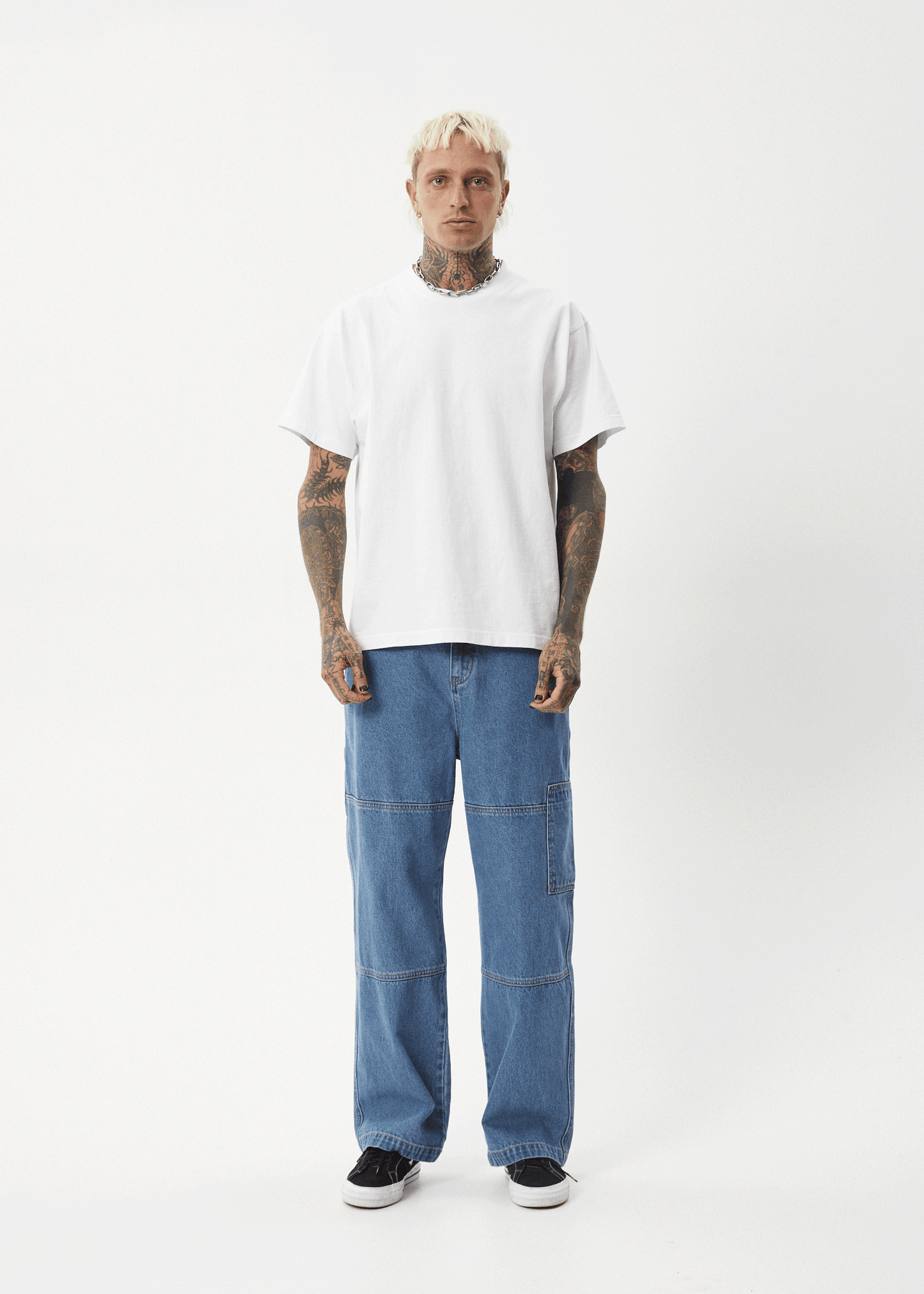 AFENDS Mens Richmond - Denim Workwear Jean - Worn Blue