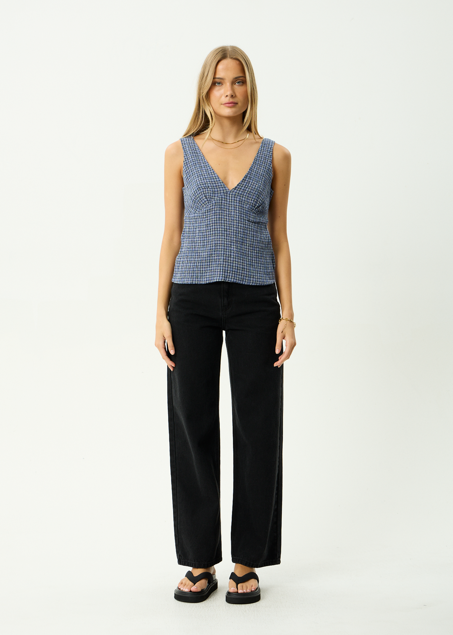 AFENDS Womens Giselle - Seersucker Top - Marlin