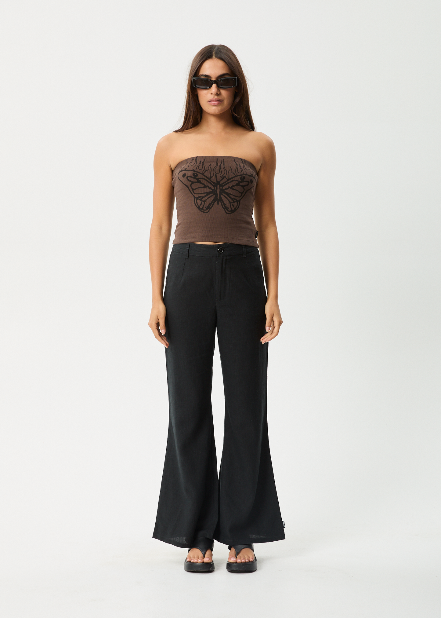 AFENDS Womens Set Fire - Rib Tube Top - Coffee