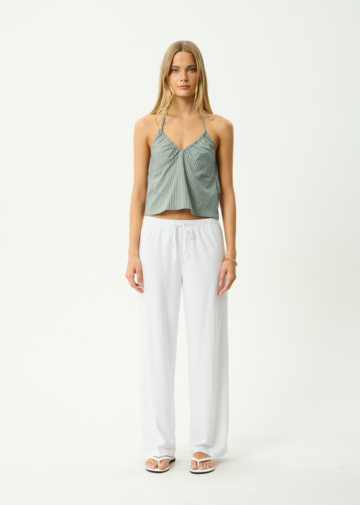 AFENDS Womens Pinned - Halter Top - Sycamore Stripe