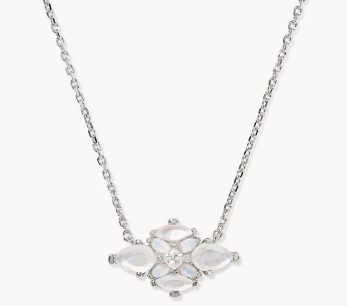 Abbie Crystal Pendant Necklace Neutral Mix Silver