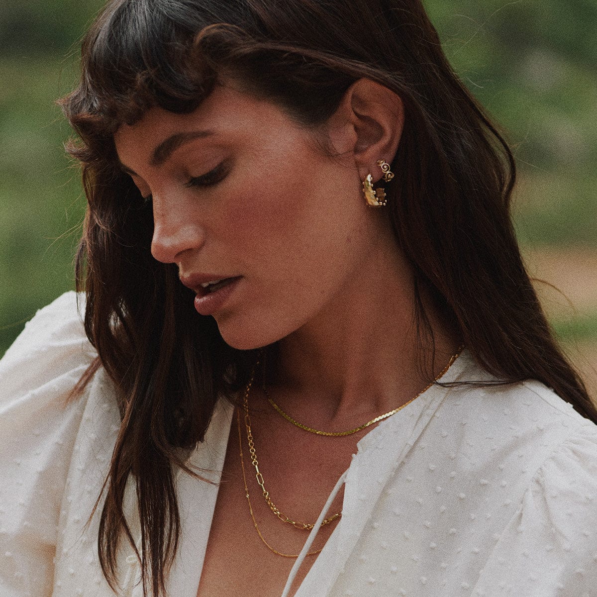 Amulet Bobble Hoop Earrings 18ct Gold Plate