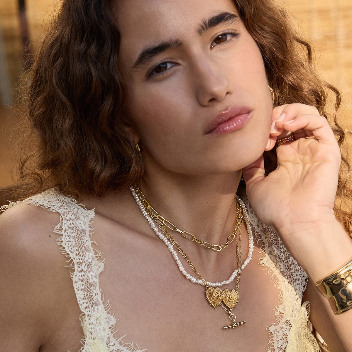 Amulet T Bar Necklace 18ct Gold Plate