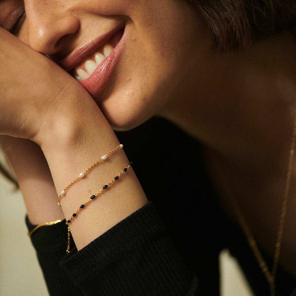 Enamel Beaded Bracelet 18ct Gold Plate