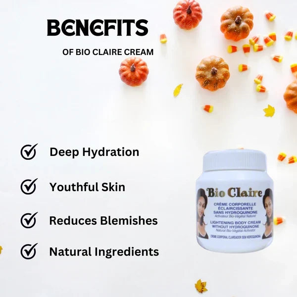 BIO CLAIRE LIGHTENING BODY LOTION + CREAM JAR + OIL + SOAP + CREME TUBE COMPLETE SET.