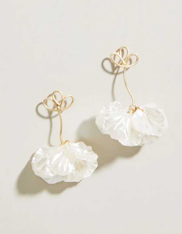 Corolla Stem Earrings Pearl Gold