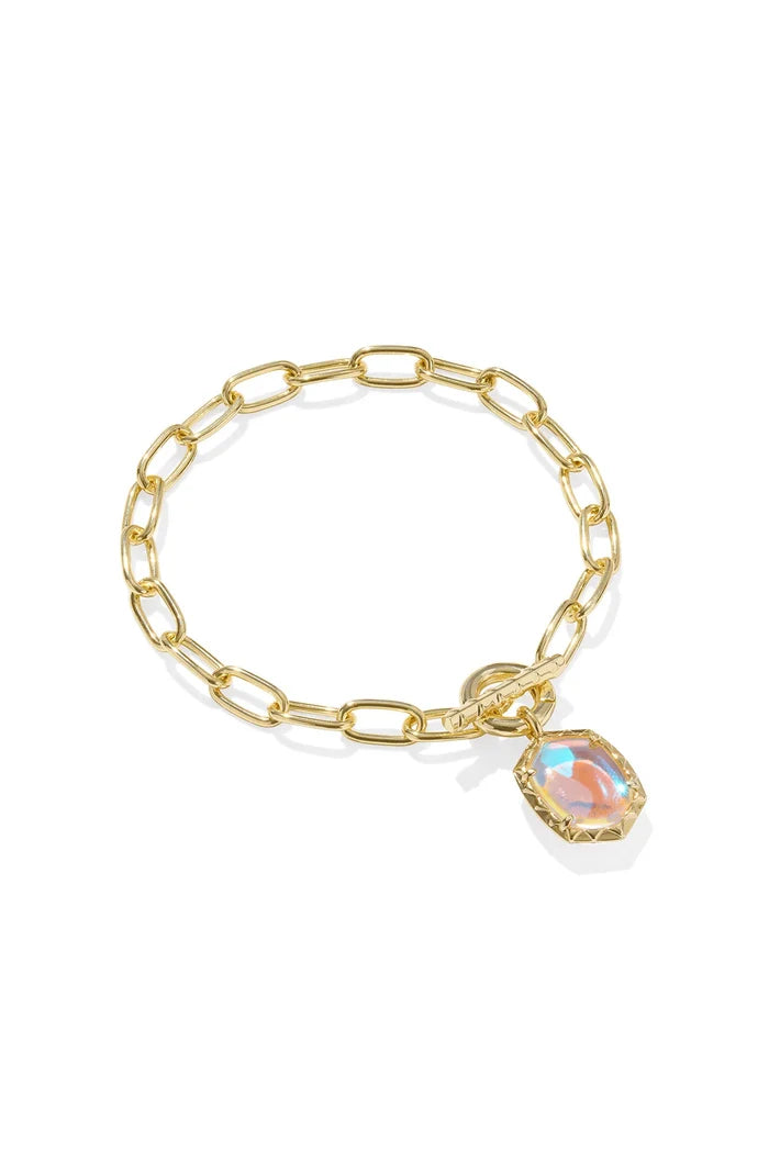 Daphne Gold Link Chain Bracelet Dichroic Glass