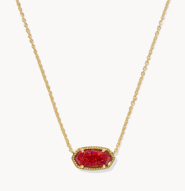 Elisa Necklace Red Kyocera Opal Gold
