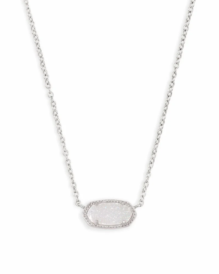 Elisa Pendant Necklace Iridescent Drusy Silver