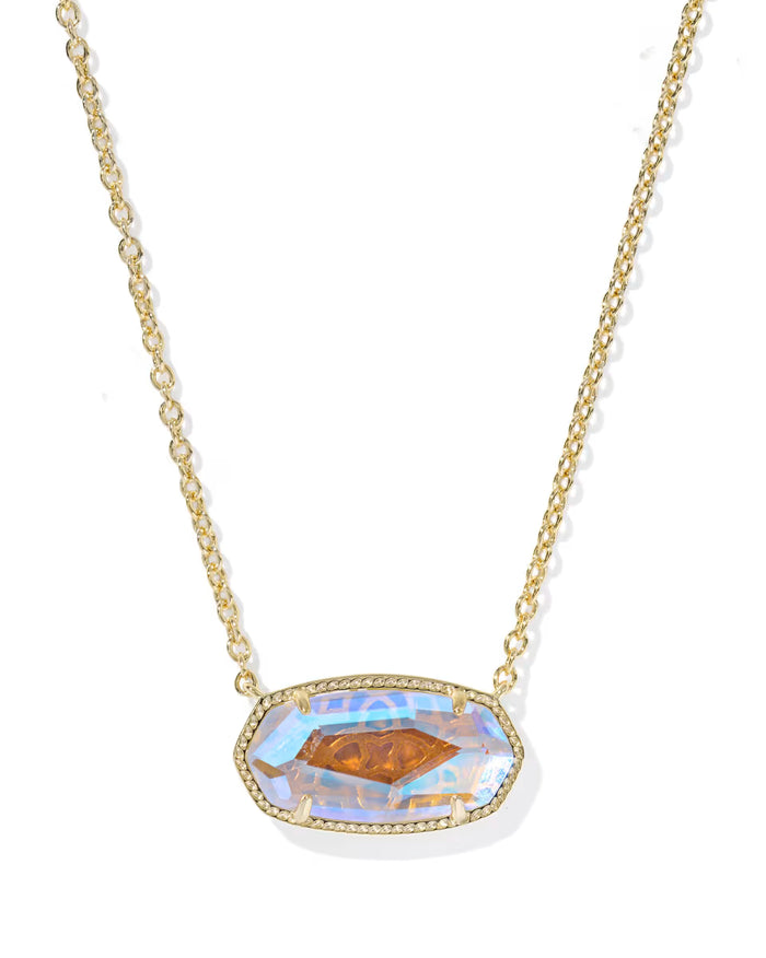Elisa Statement Pendant Necklace Dichroic Glass Gold
