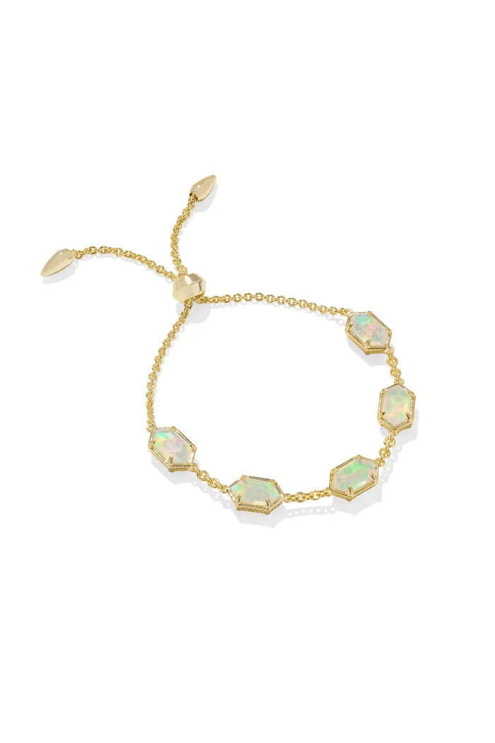 Hallie Delicate Chain Bracelet Gold Opalite Illusion