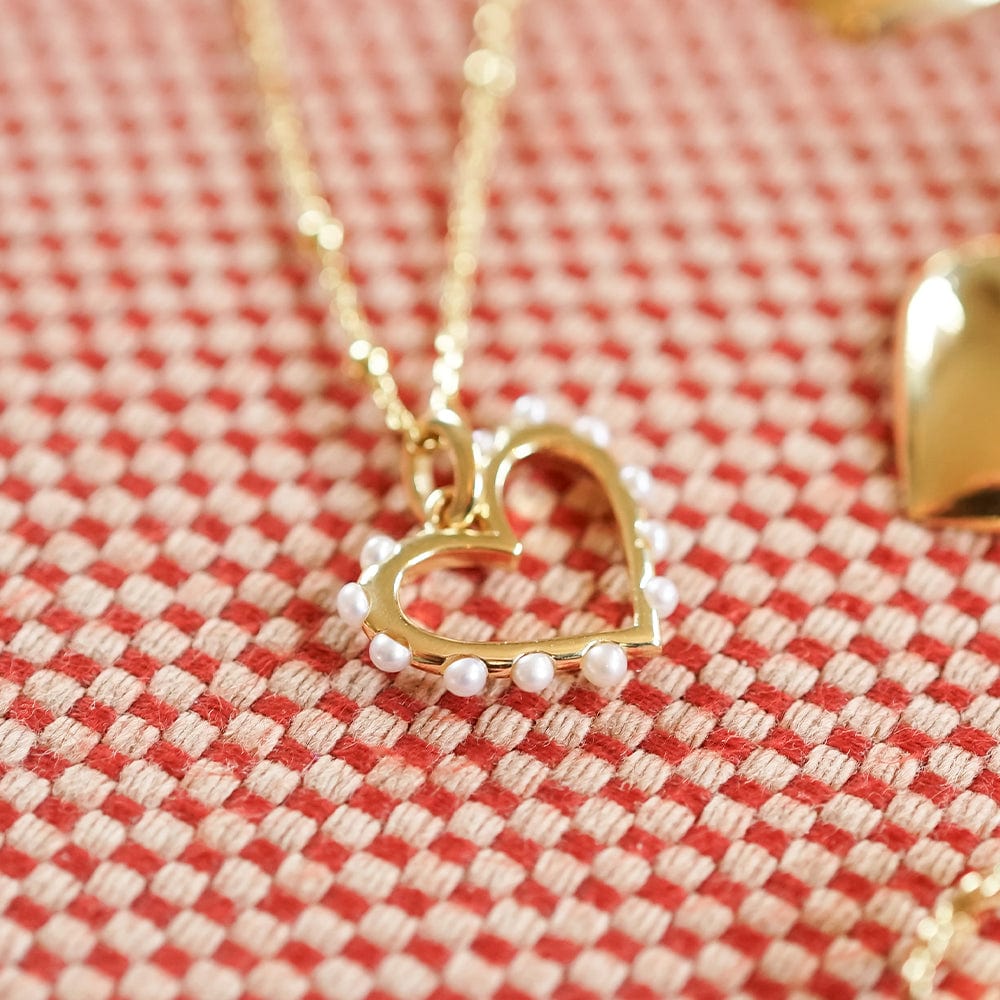 Heart Pearl Pendant Necklace 18ct Gold Plate