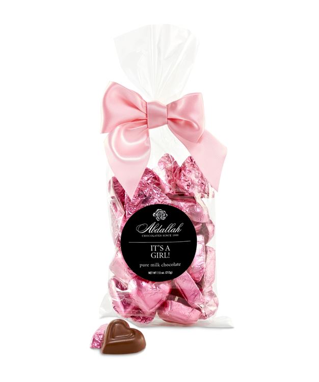 It's a Girl Milk Chocolate Foil Hearts 7.5oz Bag