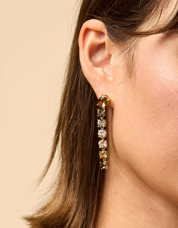 Linear Gem Earrings Bronze