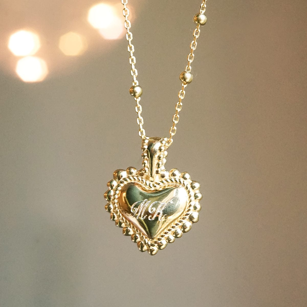 Mini Engravable Bobble Heart Necklace 18ct Gold Plate