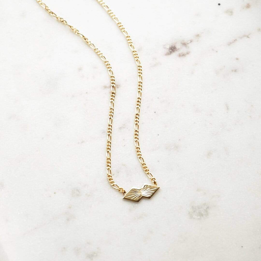 Mini Engraved Leaf Necklace 18ct Gold Plate