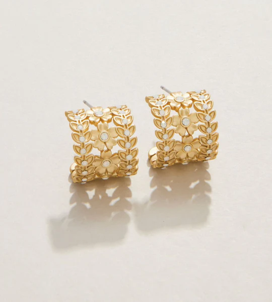 Parkwood Midi Hoop Earrings 16 mm White Opal
