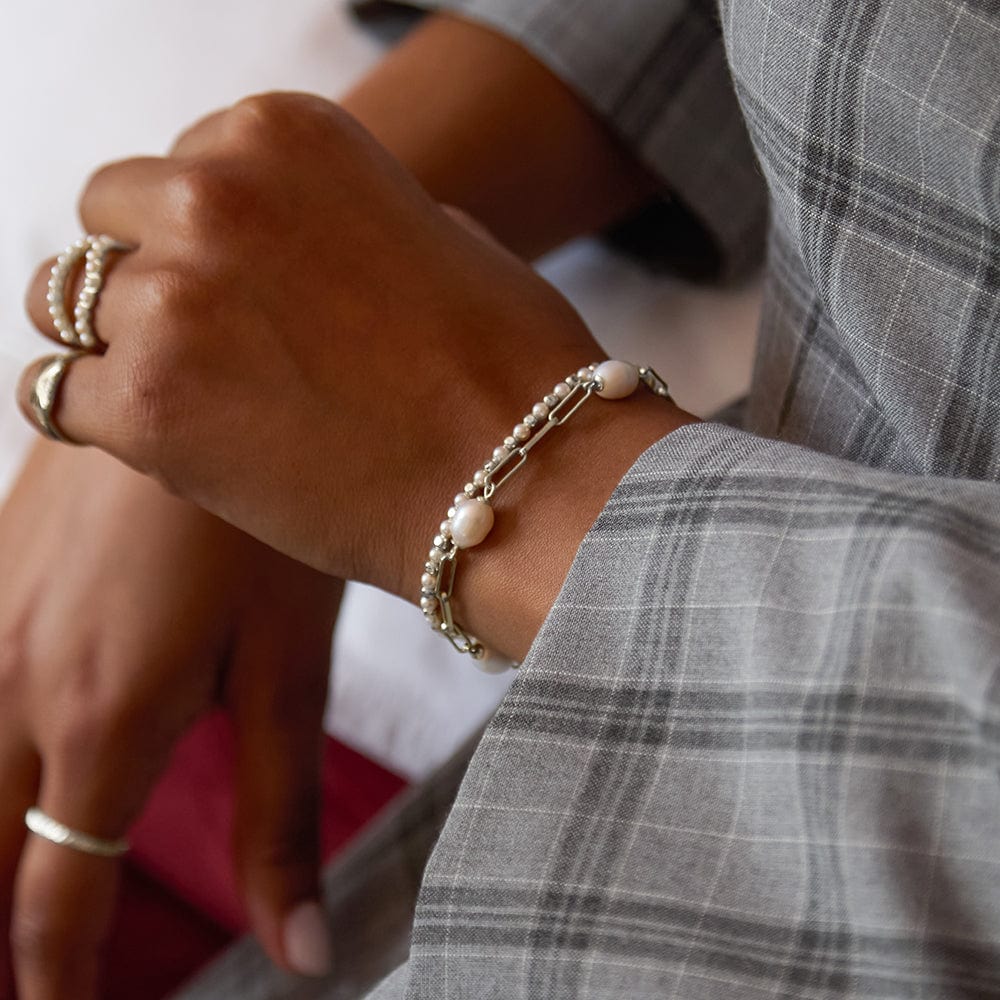 Pearl And Bead Bracelet Sterling Silver