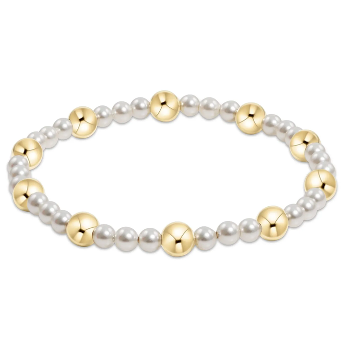 Pearl Sincerity Pattern 4mm Bead Gold 6mm Bracelet