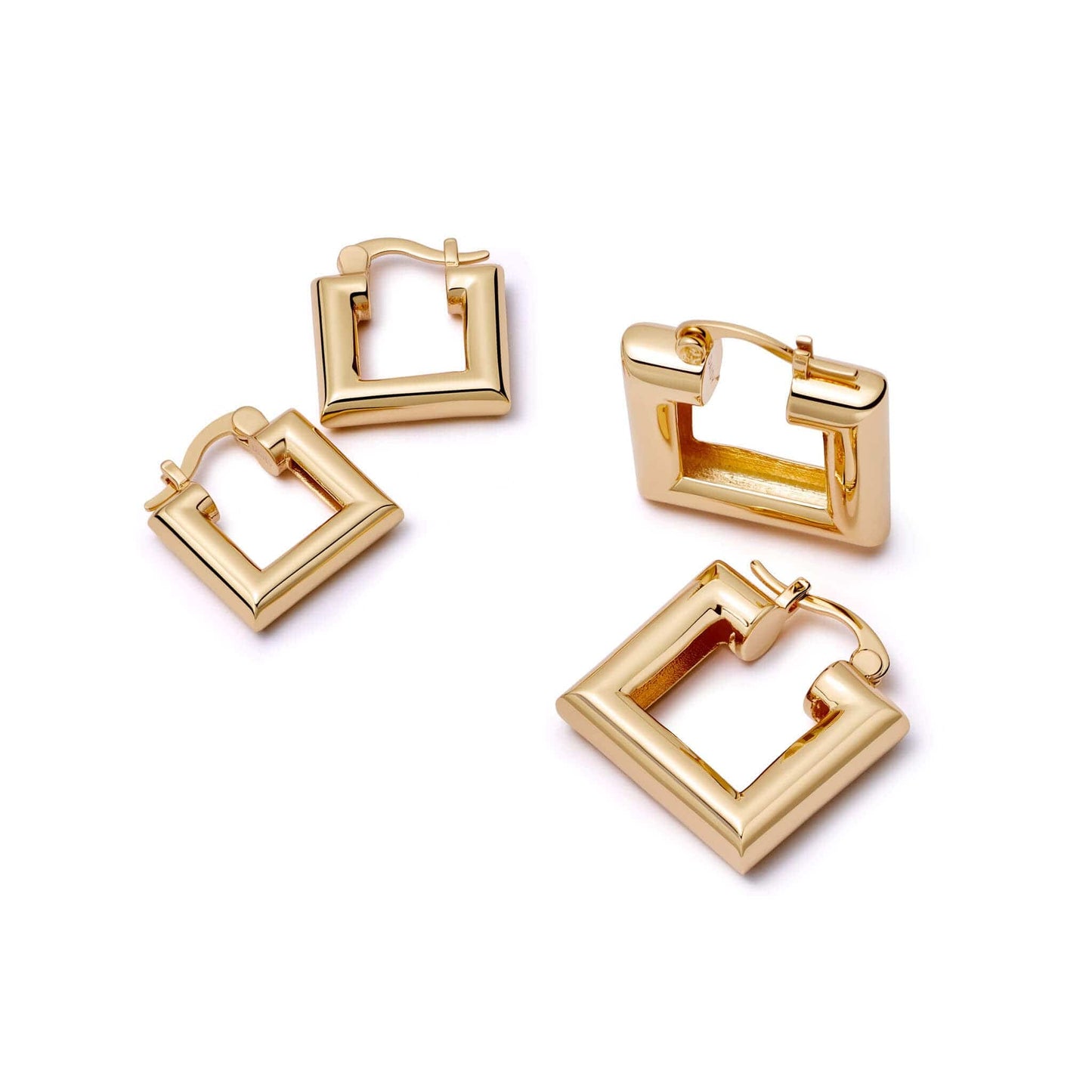 Polly Chubby Square Hoop Earrings 18ct Gold Plate