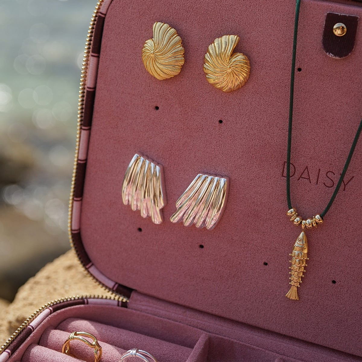 Polly Oversized Shell Stud Earrings 18ct Gold Plate