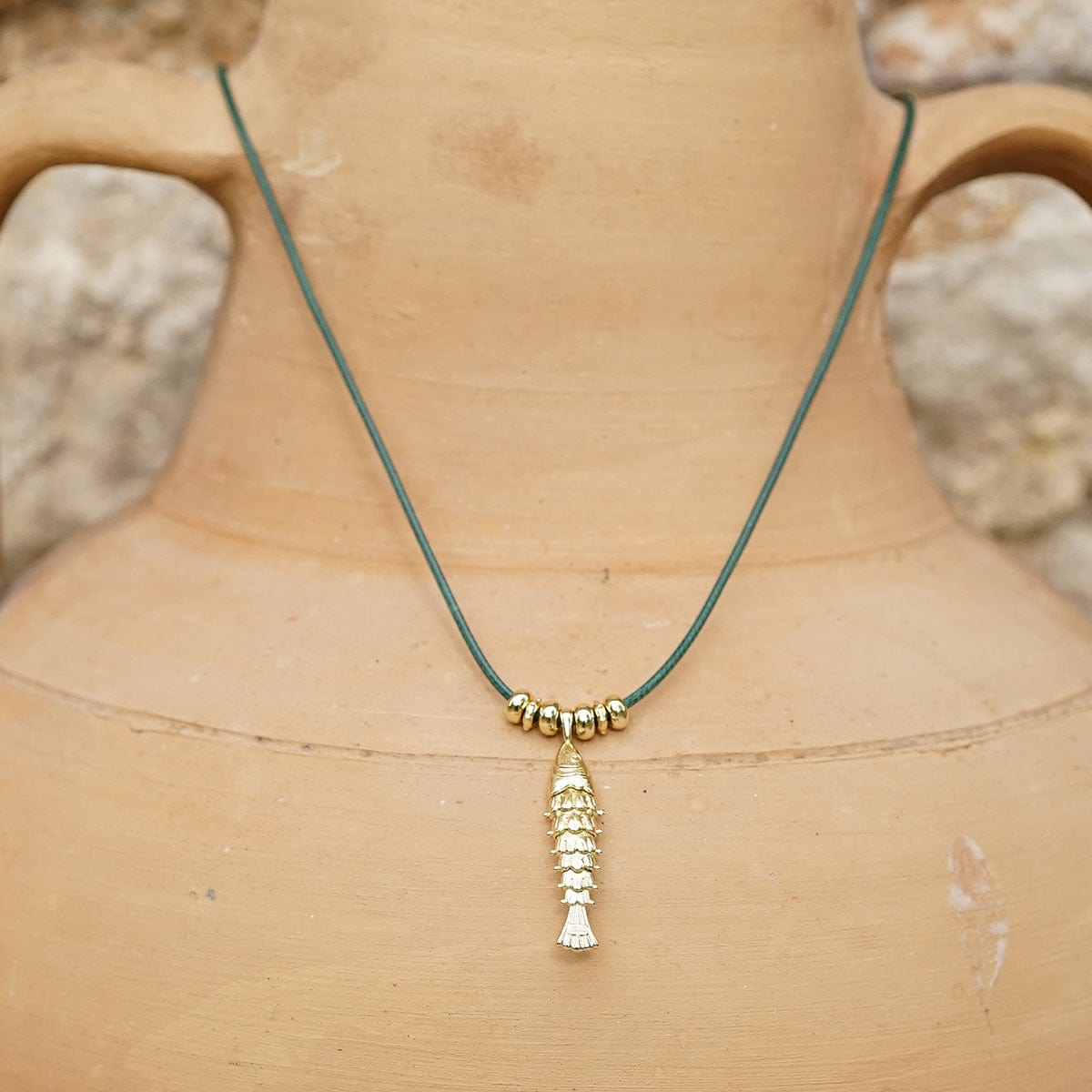 Polly Tidal Fish Cord Necklace 18ct Gold Plate