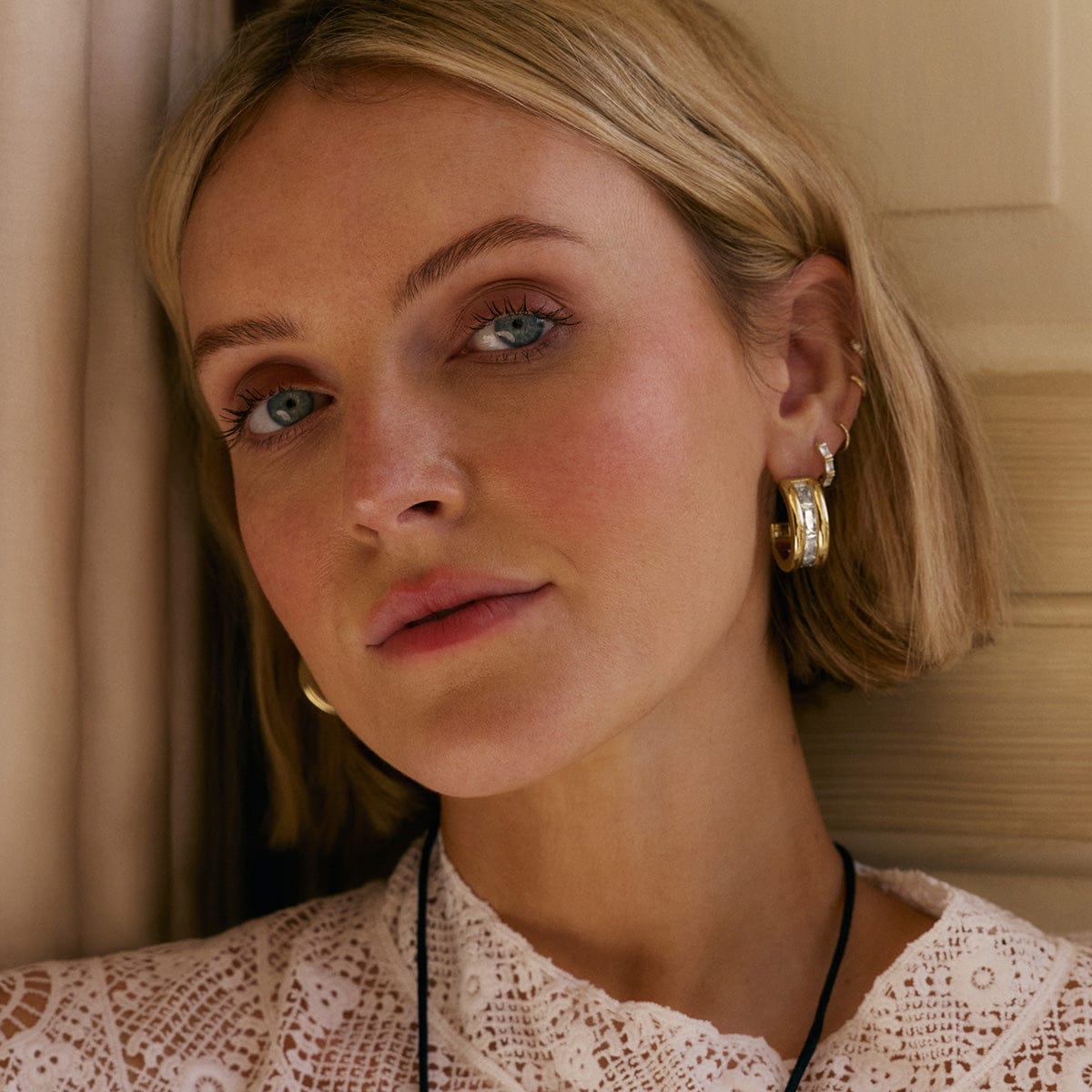 Polly Crystal Hoop Earrings 18ct Gold Plate