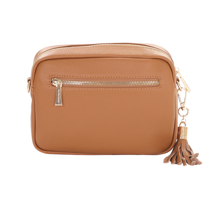 Pom Pom London City Faux Fleece & Leather Bag Maple