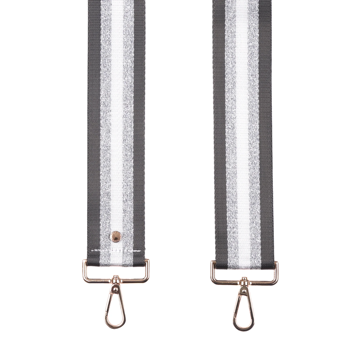Pom Pom Strap Pewter & Silver Stripe