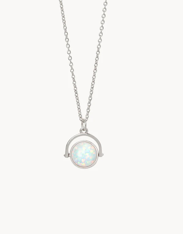 Sea La Vie Necklace 18'' To the Moon Back/Heart Flip Silver