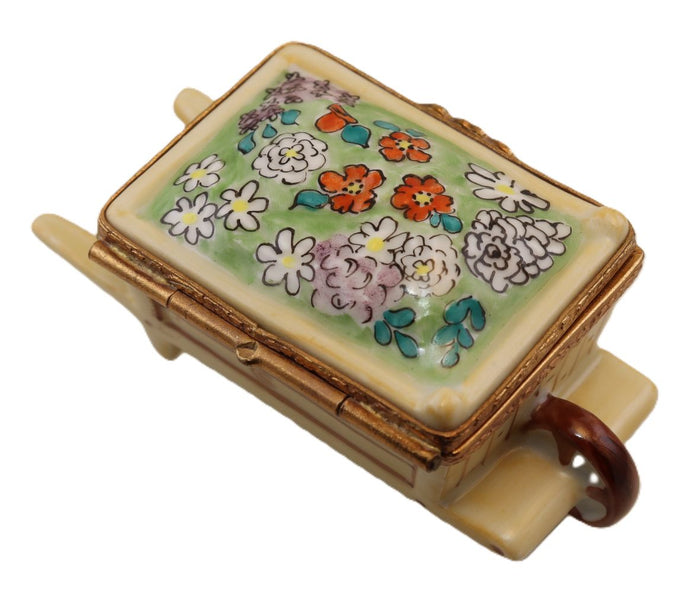 SKU# 6033 - Wheel Barrow Wood With Flowers