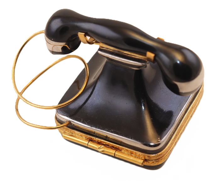 SKU# 7701 - Square Black Old Fashionned Telephone