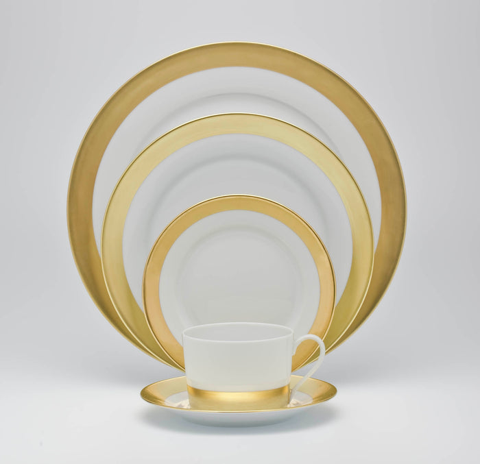 SKU# A235-REC20740 - Danielle Gold Rim Soup Plate - Shape Recamier - Size: 9"