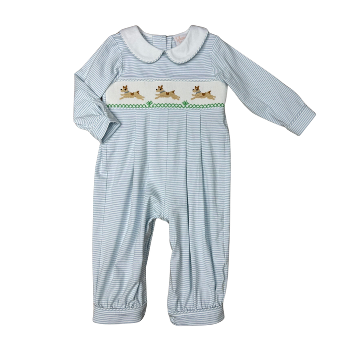 Smocked Playsuit - Petey Puppy