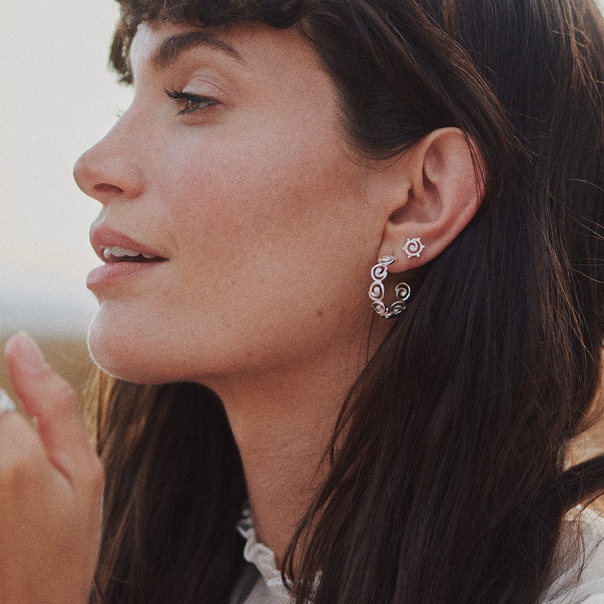 Spiral Sun Mini Stud Earrings Sterling Silver