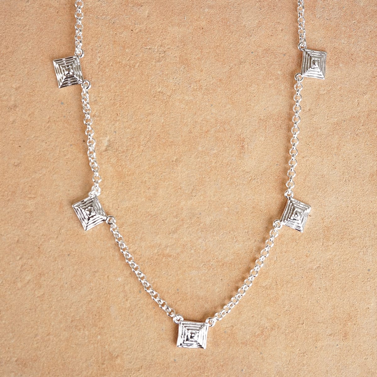Strata Station Necklace Silver Plate