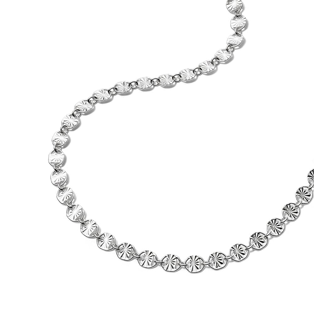 Textured Sunburst Chain Necklace Sterling Silver