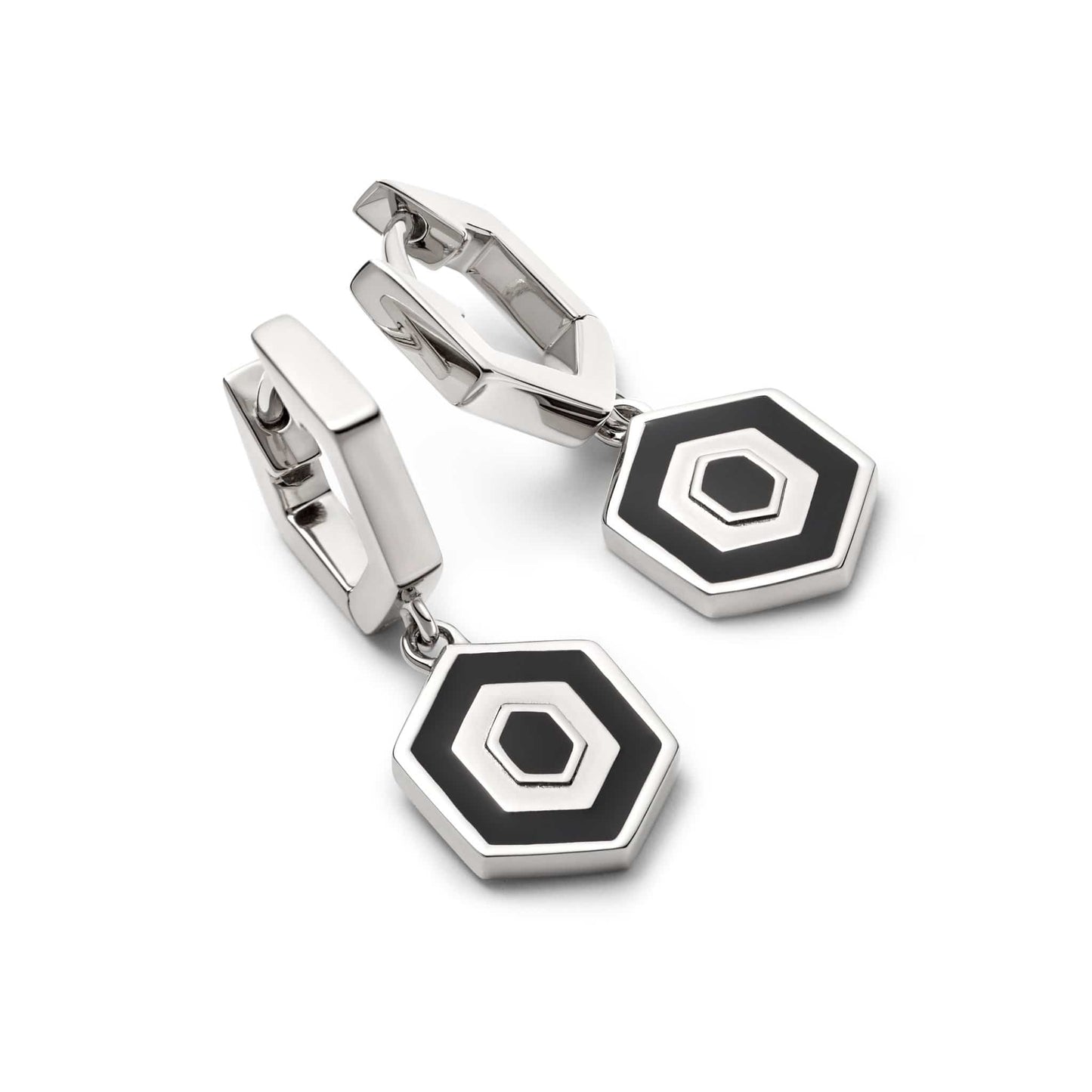 Hexagon Palm Drop Earrings Sterling Silver