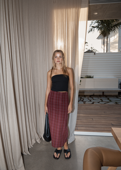 AFENDS Womens Eboni - Midi Skirt - Port