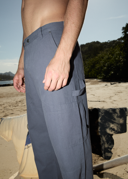 AFENDS Mens Richmond - Canvas Workwear Pant - Marlin