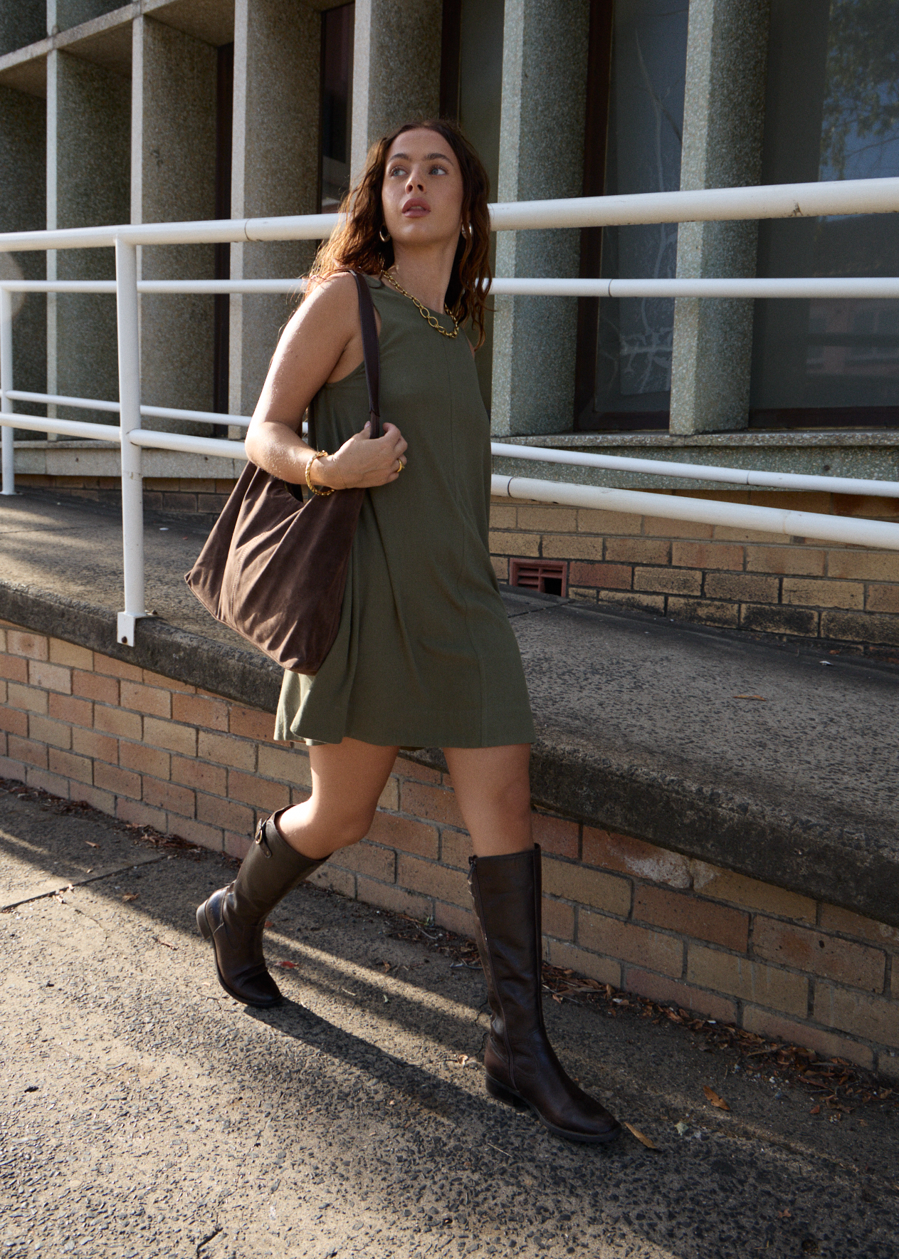 AFENDS Womens Halle - Linen Mini Dress - Deep Olive