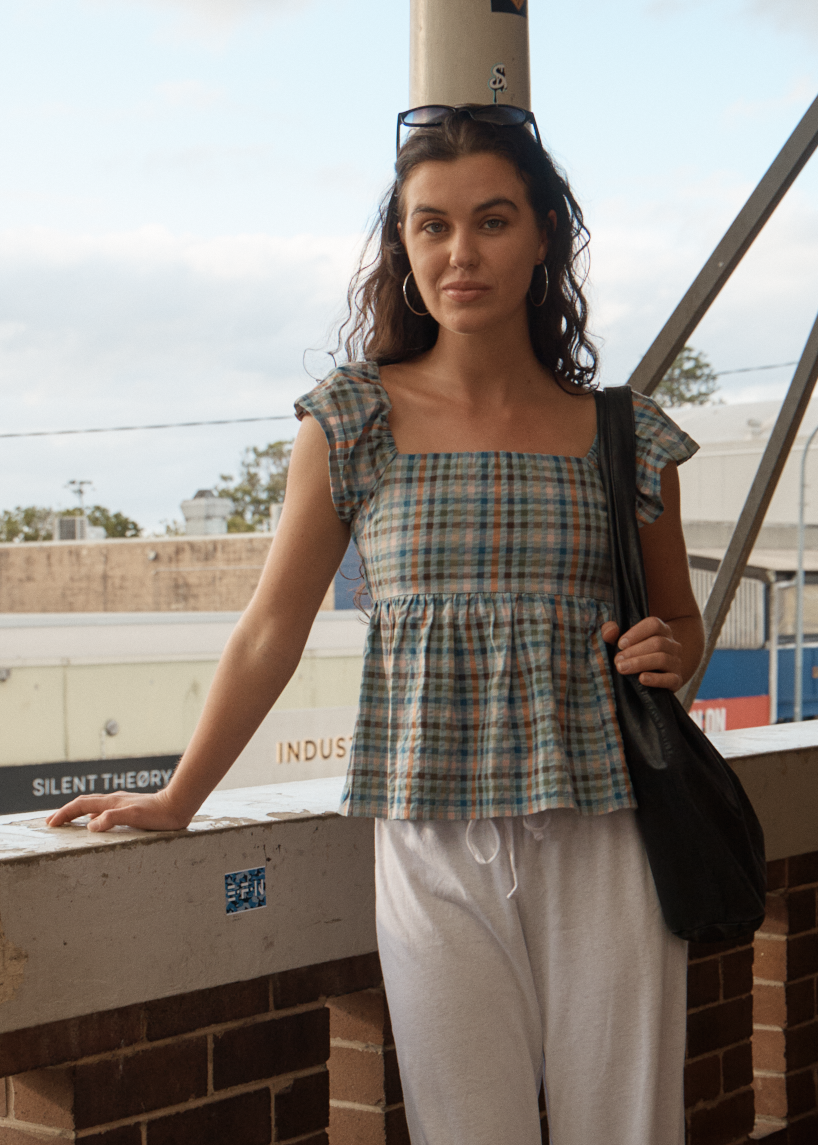 AFENDS Womens Amelie Check - Seersucker Top - Multi