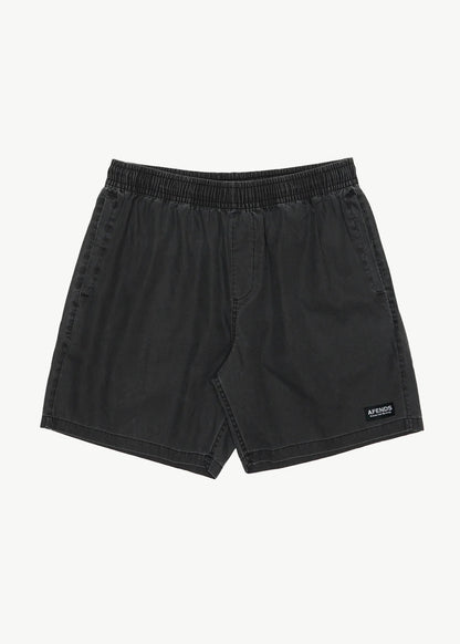 AFENDS Mens The Dopamine - Swim Short 18" - Black Acid Wash