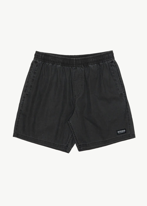 AFENDS Mens The Dopamine - Swim Short 18" - Black Acid Wash