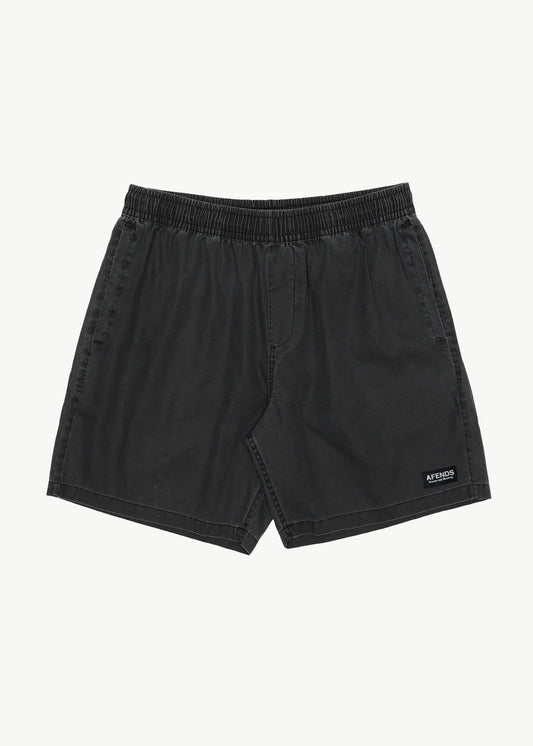AFENDS Mens The Dopamine - Swim Short 18" - Black Acid Wash